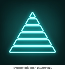 Maslow pyramid sign. Cyan neon icon in the dark. Bluring. Luminescence. Illustration.