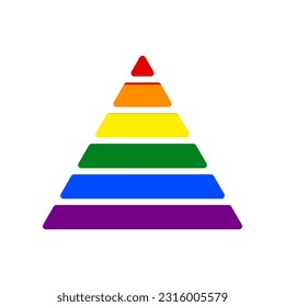 Maslow pyramid sign. Rainbow gay LGBT rights colored Icon at white Background. Illustration.