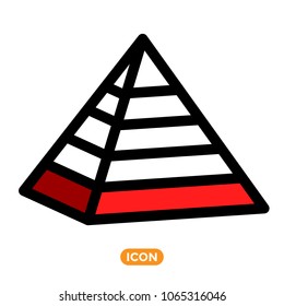 Maslow pyramid symbol. Icon of Pyramid in vector. Pyramid with five sections.
