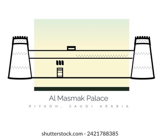 Fortaleza de Masmak - Riad, Arabia Saudita - Ilustración de acciones como archivo EPS 10