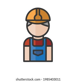 Mason avatar. Construction worker character. Profile user, person. People icon. Vector illustration