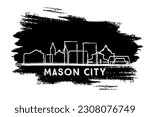 Mason City Iowa Skyline Silhouette. Hand Drawn Sketch. Business Travel and Tourism Concept with Modern Architecture. Vector Illustration. Mason City USA Cityscape with Landmarks.