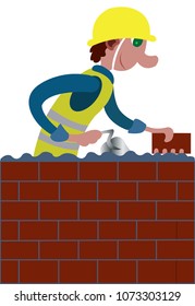 A mason erects a stone wall