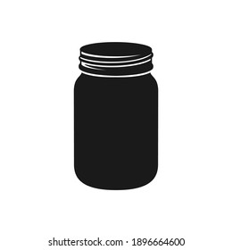 Mason glass jar silhouette template version 2. Simple flat minimal modern clip art design.