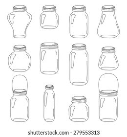 Mason Glass Vector Jars Set Preserve Stock Vector (Royalty Free ...