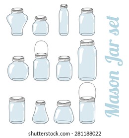 Mason glass vector jars set for preserve