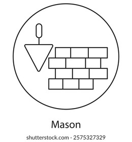 Mason Icon, Mastering Masonry Craftsmanship in Stone and Brick, The Art of Masonry Building Strength and Beauty, vector