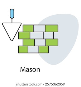 Mason Icon, Mastering Masonry Craftsmanship in Stone and Brick, The Art of Masonry Building Strength and Beauty, vector