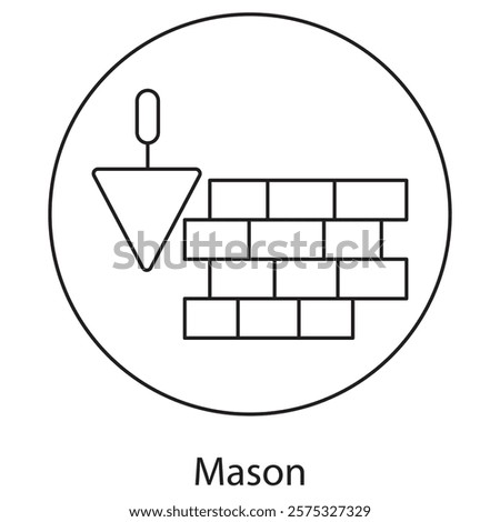 Mason Icon, Mastering Masonry Craftsmanship in Stone and Brick, The Art of Masonry Building Strength and Beauty, vector