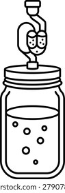 Mason jar with airlock for fermentation line art icon