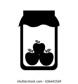 mason jar with apples isolated icon