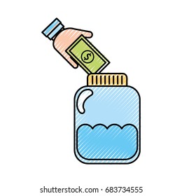 mason jar bottle with bills