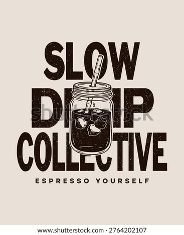Mason Jar Cold coffee Brew Vector graphic Illustration