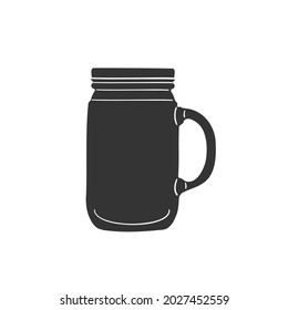 Mason Jar Drink Icon Silhouette Illustration. Beverage Glass Vector Graphic Pictogram Symbol Clip Art. Doodle Sketch Black Sign.