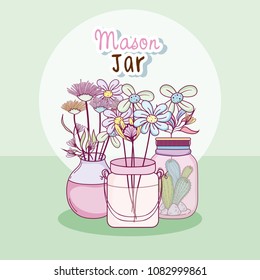 Mason jar with flowers