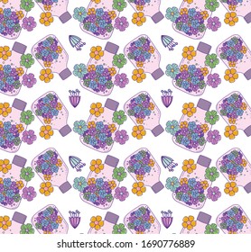 Mason jar with flowers background design, Retro vintage decoration canning party old bouquet and cute theme Vector illustration