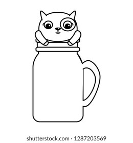 mason jar glass with cute cat