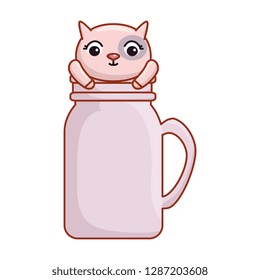 mason jar glass with cute cat
