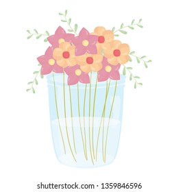 mason jar glass with floral decoration