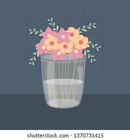 mason jar glass with floral decoration