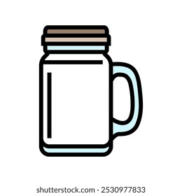 mason jar glass package color icon vector. mason jar glass package sign. isolated symbol illustration