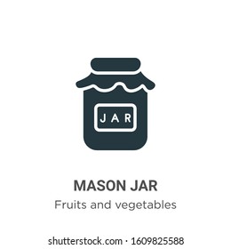 Mason jar glyph icon vector on white background. Flat vector mason jar icon symbol sign from modern fruits and vegetables collection for mobile concept and web apps design.