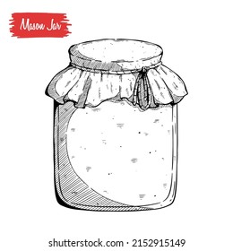 Mason Jar hand drawn or sketch style on white background