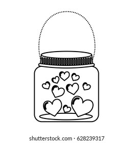 mason jar with hearts isolated icon