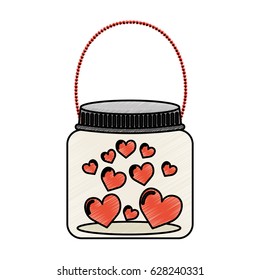 mason jar with hearts isolated icon