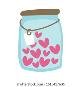 mason jar with hearts love vector illustration design