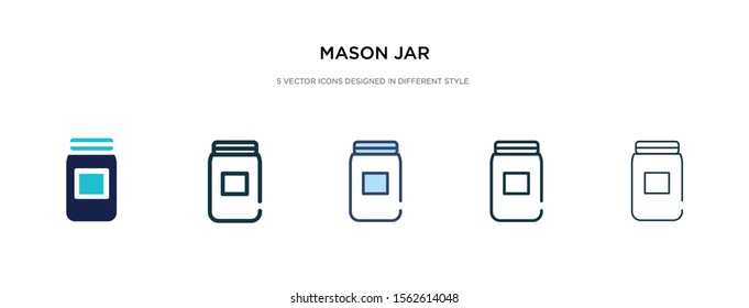 mason jar icon in different style vector illustration. two colored and black mason jar vector icons designed in filled, outline, line and stroke style can be used for web, mobile, ui