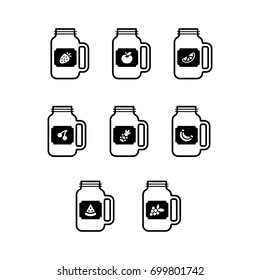 Mason jar icon set