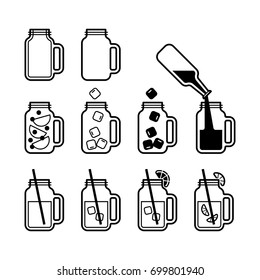 Mason Jar Icon Set