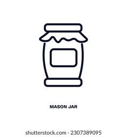 mason jar icon. Thin line mason jar icon from vegetables and fruits collection. Outline vector isolated on white background. Editable mason jar symbol can be used web and mobile