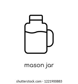 mason jar icon. Trendy modern flat linear vector mason jar icon on white background from thin line Fruit and vegetables collection, outline vector illustration
