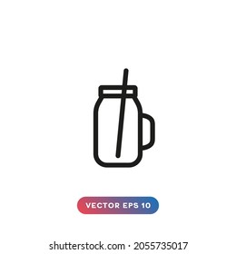 Mason jar icon vector on white background