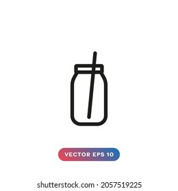 Mason jar icon vector on white background