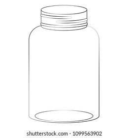 Mason Jar Illustration - Line drawing of mason jar