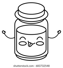 mason jar with ingredient kitchen kawaii character