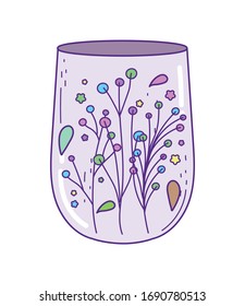 Mason jar with leaves design, Retro vintage decoration canning party old bouquet and cute theme Vector illustration