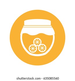 mason jar with oranges isolated icon
