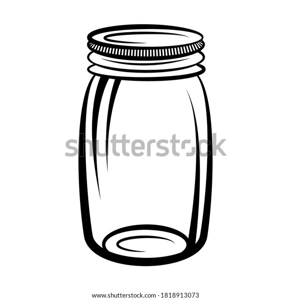 Vektor Stok Mason Jar Outline Printable Vector Illustration Tanpa   Mason Jar Outline Printable Vector 600w 1818913073 