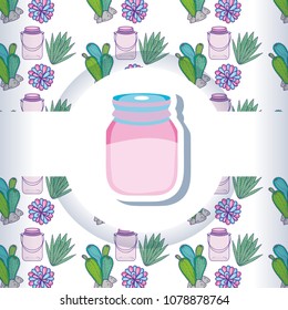 Mason jar with pattern background