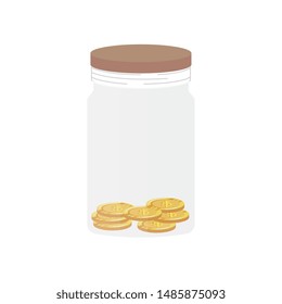 Mason Jar Pot With Coins Money