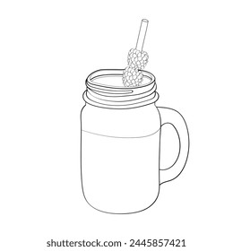A mason jar, with a red and white striped straw, contains a single grape atop the lid. The simple yet colorful composition creates a playful and refreshing image