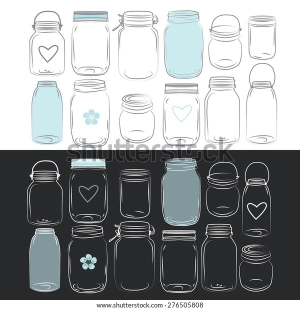 Mason Jar Retro Jar Vintage Wedding Stock Vector (Royalty Free) 276505808