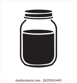 Mason Jar Silhouette Icon – Minimal Food Storage Vector Illustration	