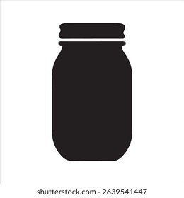 Mason Jar Silhouette Icon – Minimal Food Storage Vector Illustration	