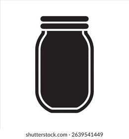 Mason Jar Silhouette Icon – Minimal Food Storage Vector Illustration	