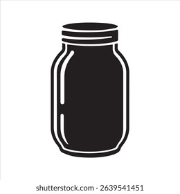 Mason Jar Silhouette Icon – Minimal Food Storage Vector Illustration	